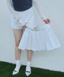 Smyeon 　スミョン　ミディボックスプリーツスカート ホワイト ドット M セール】Midi box pleats skirt/ミディボックスプリーツスカート