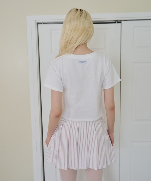 Stripe layered pleated skirt/ストライプレイヤードスカート