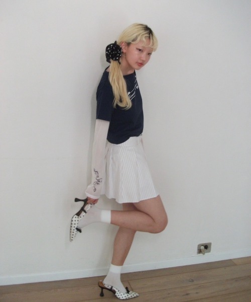 Smyeon（スミョン）の「Stripe layered pleated skirt/ストライプ