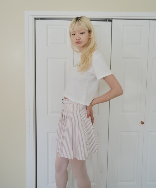 Stripe layered pleated skirt/ストライプレイヤードスカート