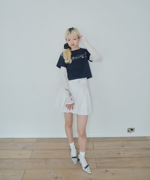 ★送料・関税込★OPEN YY★PLEATED LAYERED SKIRT★スカート★ Stripe layered pleated skirt/ストライプレイヤードスカート