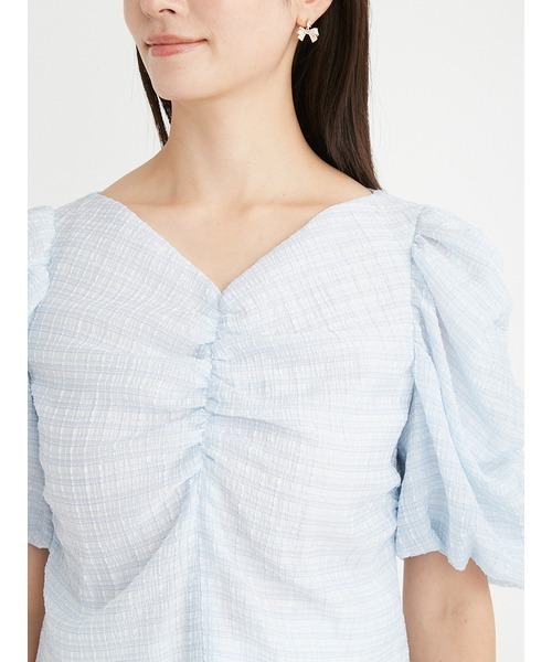 celford シャーリングチェックブラウス シャーリングチェックブラウス(ブラウス・シャツ)｜TOPS