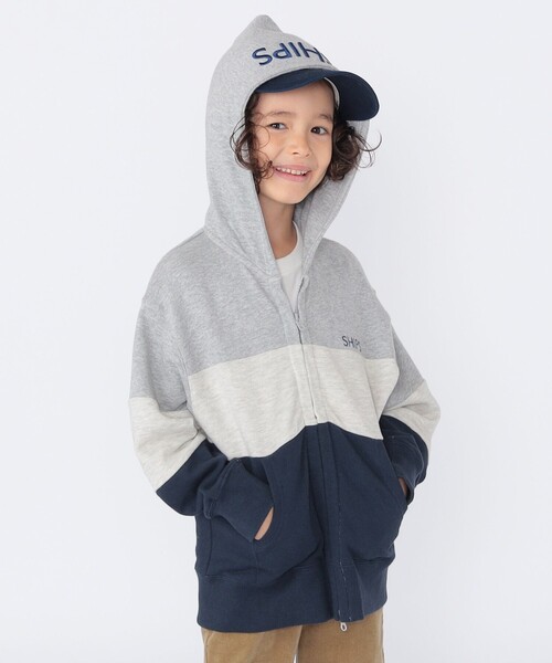 SHIPS KIDS:100～130cm / ロゴ フード ジップ パーカ
