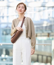 RUIRUE BOUTIQUE（ルイルエブティック）の「洗える ストレッチ ｜ 選べるデザイン スポンディッシュ ボックス カーディガン ショート丈・メタル釦 ｜ レディース 体型カバー 長袖 オフィスカジュアル 無地 ニット トップス（カーディガン/ボレロ）」