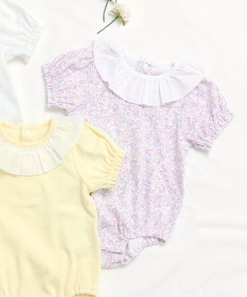 apres les cours（アプレレクール）の「衿フリルボディースーツ（ロンパース・キッズ・その他3/アイボリー/イエロー・80/70）」の3枚目の写真