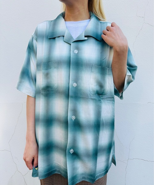 ブラウス シャツ HOUSTON / OMBRE CHECK S/S SHIRT / 41187 レディース メンズ HOUSTON / OMBRE CHECK S/S SHIRT / 41187（シャツ/ブラウス