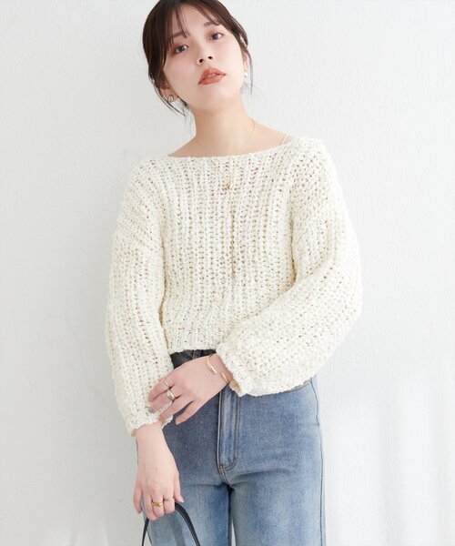 natural couture(ナチュラルクチュール)の「osonoリボンヤーンショート丈カーデ(カーディガン/ボレロ・レディース・ベージュ/ミント/オフホワイト/ブラック・FREE)」の10枚目の写真