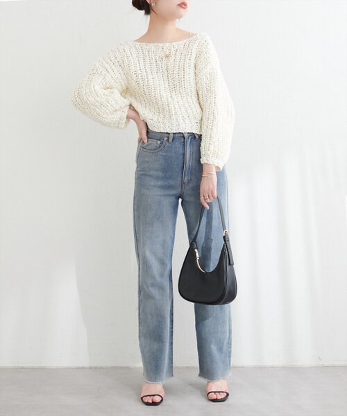 natural couture(ナチュラルクチュール)の「osonoリボンヤーンショート丈カーデ(カーディガン/ボレロ・レディース・ベージュ/ミント/オフホワイト/ブラック・FREE)」の12枚目の写真