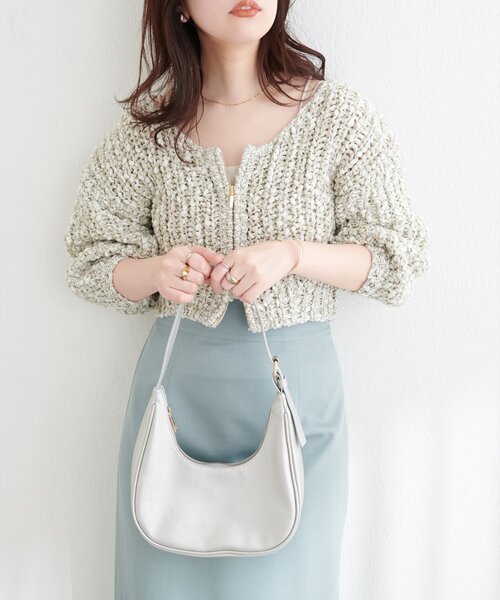 natural couture(ナチュラルクチュール)の「osonoリボンヤーンショート丈カーデ(カーディガン/ボレロ・レディース・ベージュ/ミント/オフホワイト/ブラック・FREE)」の20枚目の写真