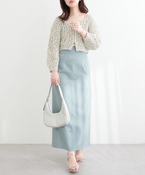 natural couture(ナチュラルクチュール)の「osonoリボンヤーンショート丈カーデ(カーディガン/ボレロ・レディース・ベージュ/ミント/オフホワイト/ブラック・FREE)」の21枚目の写真