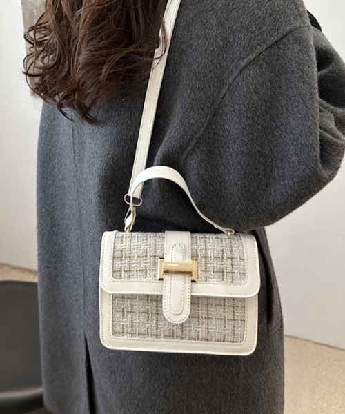 STYLEBLOCK(スタイルブロック)の「ツイードチェック柄ショルダーバッグ(ショルダーバッグ・レディース・ホワイト/レッド/ブラック・FREE)」の2枚目の写真