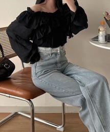 nemne store | 《Delfy》ウェストレースストーンデニムパンツ(デニムパンツ)