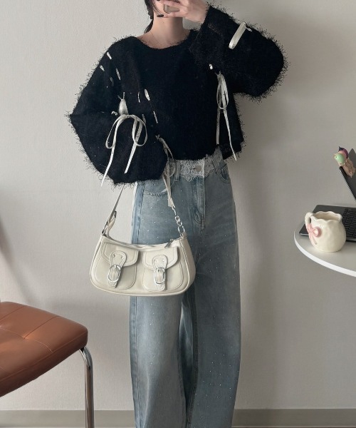 nemne store(ネンネストア)の「《Delfy》ウェストレースストーンデニムパンツ(デニムパンツ・レディース・インディゴブルー・MEDIUM/SMALL)」の3枚目の写真