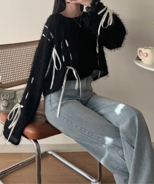 nemne store(ネンネストア)の「《Delfy》ウェストレースストーンデニムパンツ(デニムパンツ・レディース・インディゴブルー・MEDIUM/SMALL)」の4枚目の写真