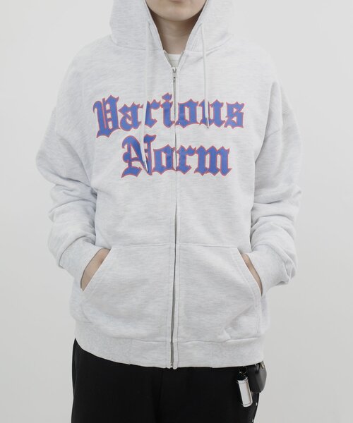 WHO'S WHO gallery（フーズフーギャラリー）の「【UNISEX/ユニセックス】Variousロゴジップパーカー（パーカー・レディース・ライトグレー/ネイビー/ブラック・MEDIUM/LARGE）」の8枚目の写真