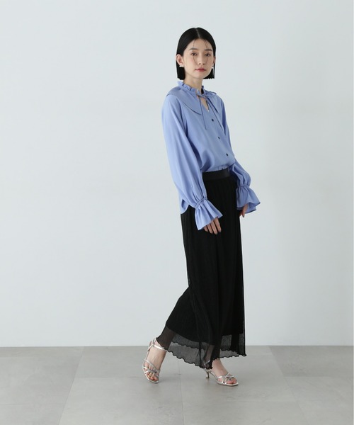 N.（N. Natural Beauty Basic）（エヌエヌナチュラルビューティーベーシック）の「ラッフルカラーリボンブラウス（シャツ/ブラウス・レディース・イエロー/オフホワイト/ブルー・MEDIUM）」の17枚目の写真