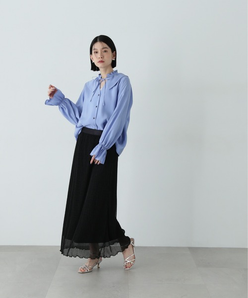 N.（N. Natural Beauty Basic）（エヌエヌナチュラルビューティーベーシック）の「ラッフルカラーリボンブラウス（シャツ/ブラウス・レディース・イエロー/オフホワイト/ブルー・MEDIUM）」の18枚目の写真