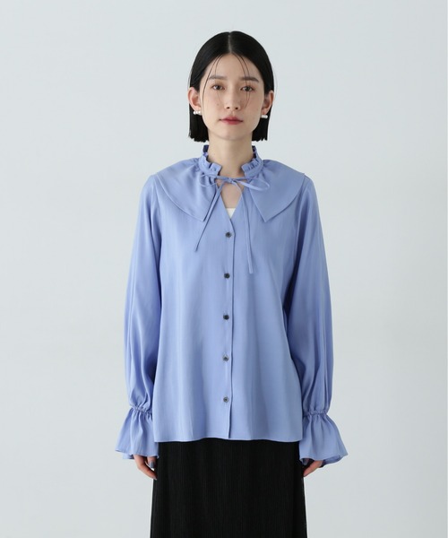 N.（N. Natural Beauty Basic）（エヌエヌナチュラルビューティーベーシック）の「ラッフルカラーリボンブラウス（シャツ/ブラウス・レディース・イエロー/オフホワイト/ブルー・MEDIUM）」の20枚目の写真