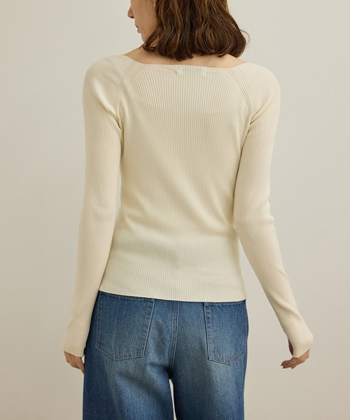 ROPE'（ロペ）の「【洗える】ワイドリブスクエアネックニット（ニット/セーター・レディース・ブラック/ホワイト・FREE）」の7枚目の写真