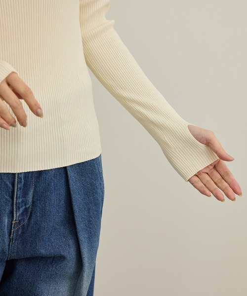 ROPE'（ロペ）の「【洗える】ワイドリブスクエアネックニット（ニット/セーター・レディース・ブラック/ホワイト・FREE）」の5枚目の写真