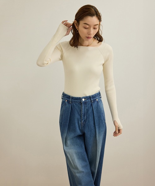 ROPE'（ロペ）の「【洗える】ワイドリブスクエアネックニット（ニット/セーター・レディース・ブラック/ホワイト・FREE）」の18枚目の写真