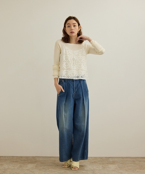 ROPE'（ロペ）の「【洗える】ワイドリブスクエアネックニット（ニット/セーター・レディース・ブラック/ホワイト・FREE）」の14枚目の写真