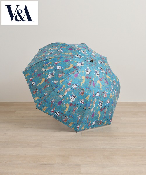 V＆A☆不思議の国のアリス☆晴雨兼用折りたたみ傘グリーン新品 セール】V&A晴雨兼用一級遮光アリス柄深張り2段折傘
