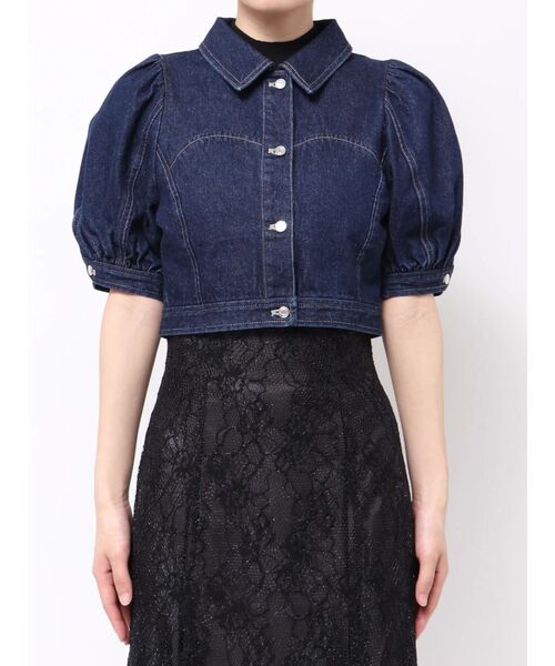MERCURYDUO（マーキュリーデュオ）の「パフスリーブデニムジャケット（デニムジャケット・レディース・インディゴブルー/オフホワイト・MEDIUM/SMALL）」の3枚目の写真