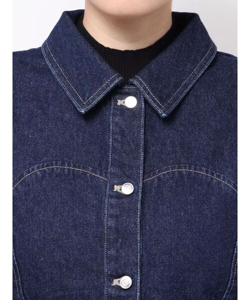 MERCURYDUO（マーキュリーデュオ）の「パフスリーブデニムジャケット（デニムジャケット・レディース・インディゴブルー/オフホワイト・MEDIUM/SMALL）」の6枚目の写真
