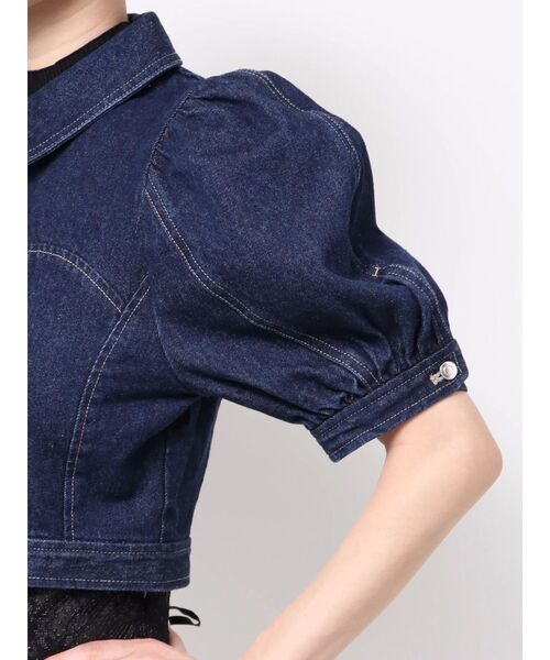 MERCURYDUO（マーキュリーデュオ）の「パフスリーブデニムジャケット（デニムジャケット・レディース・インディゴブルー/オフホワイト・MEDIUM/SMALL）」の7枚目の写真