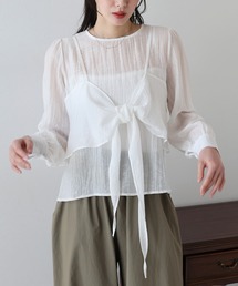 リボンビスチェ付きブラウス