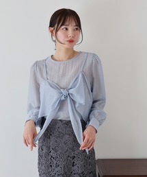 リボンビスチェ付きブラウス