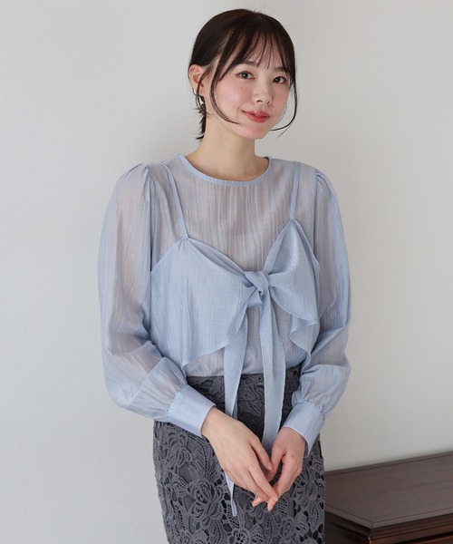 BLUEEAST(ブルーイースト)の「リボンビスチェ付きブラウス(シャツ/ブラウス・レディース・ホワイト/ブラック/ブルー・MEDIUM)」の14枚目の写真