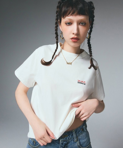 早い者勝ち 大人気 X-girl HAMBURGER DISTRESSED S/S TEE セール】HAMBURGER DISTRESSED S/S TEE（Tシャツ/カットソー