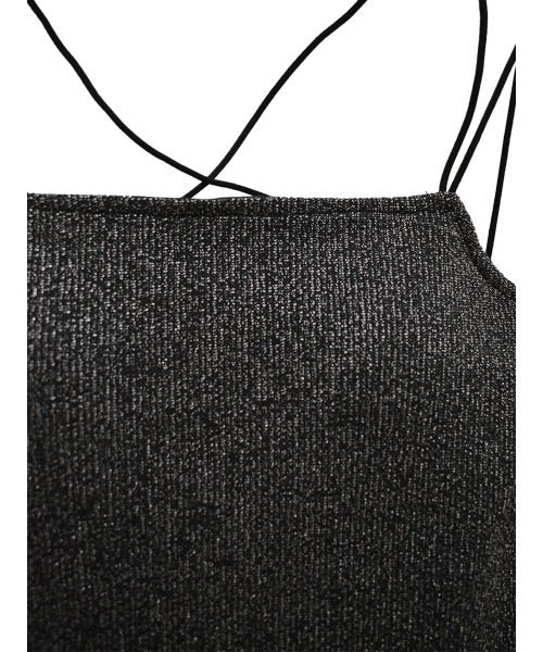 Reurie'（レウリィ）の「バッククロスキャミソール / カップ付き ノースリーブ インナー シンプル 重ね着 レイヤード ラメ（キャミソール・レディース・グレー/ブラック系その他/ブラック/ホワイト・FREE）」の8枚目の写真