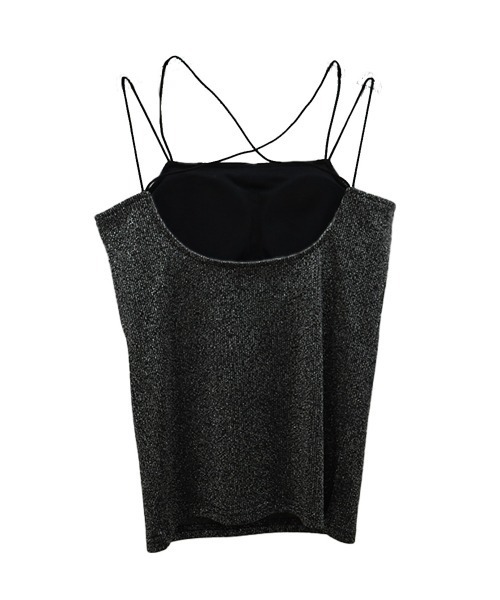Reurie'（レウリィ）の「バッククロスキャミソール / カップ付き ノースリーブ インナー シンプル 重ね着 レイヤード ラメ（キャミソール・レディース・グレー/ブラック系その他/ブラック/ホワイト・FREE）」の9枚目の写真