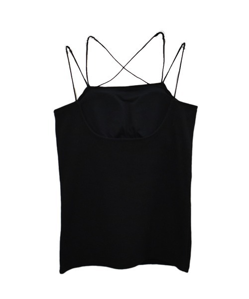 Reurie'（レウリィ）の「バッククロスキャミソール / カップ付き ノースリーブ インナー シンプル 重ね着 レイヤード ラメ（キャミソール・レディース・グレー/ブラック系その他/ブラック/ホワイト・FREE）」の7枚目の写真