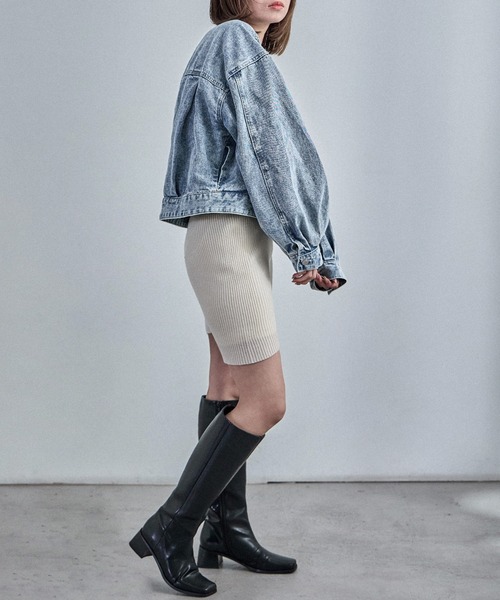 Fashion Letter（ファッションレター）の「ノーカラー オーバーサイズデニムジャケット（デニムジャケット・レディース・ネイビー/ブルー/ブラック・M）」の10枚目の写真