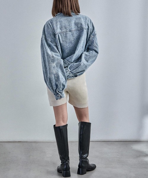 Fashion Letter（ファッションレター）の「ノーカラー オーバーサイズデニムジャケット（デニムジャケット・レディース・ネイビー/ブルー/ブラック・M）」の12枚目の写真