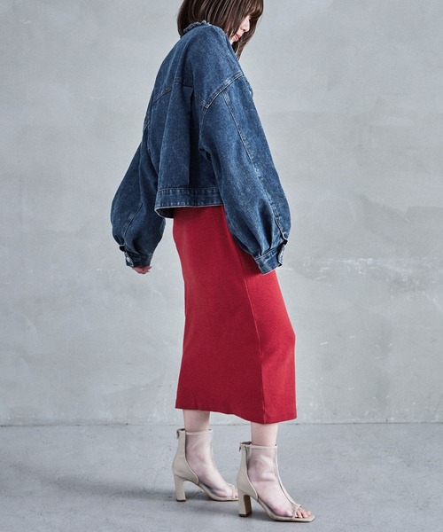 Fashion Letter（ファッションレター）の「ノーカラー オーバーサイズデニムジャケット（デニムジャケット・レディース・ネイビー/ブルー/ブラック・M）」の19枚目の写真