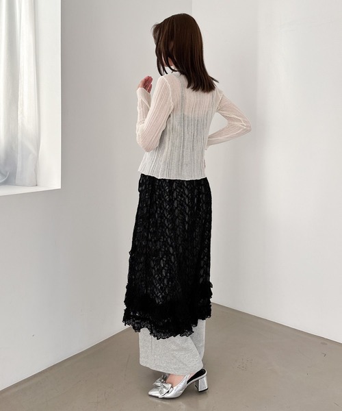 Heather(ヘザー)の「シアーポロカーディガン 327080(カーディガン/ボレロ・レディース・ブラック/アイボリー/レッド/グレー・FREE)」の8枚目の写真