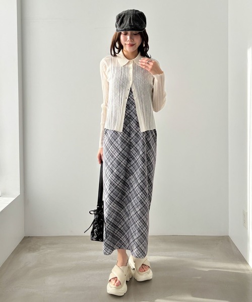 Heather(ヘザー)の「シアーポロカーディガン 327080(カーディガン/ボレロ・レディース・ブラック/アイボリー/レッド/グレー・FREE)」の10枚目の写真