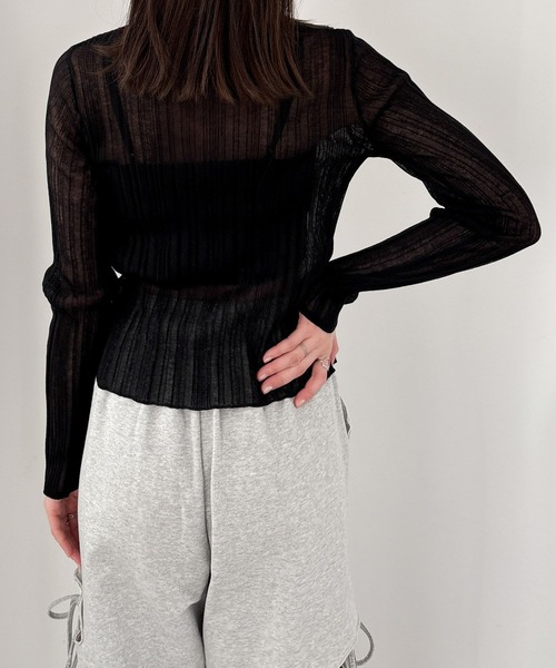 Heather(ヘザー)の「シアーポロカーディガン 327080(カーディガン/ボレロ・レディース・ブラック/アイボリー/レッド/グレー・FREE)」の14枚目の写真