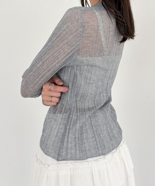 Heather(ヘザー)の「シアーポロカーディガン 327080(カーディガン/ボレロ・レディース・ブラック/アイボリー/レッド/グレー・FREE)」の18枚目の写真