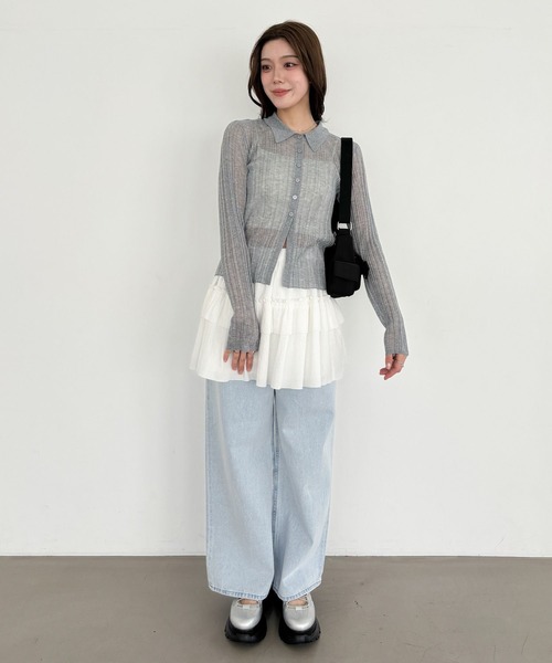 Heather(ヘザー)の「シアーポロカーディガン 327080(カーディガン/ボレロ・レディース・ブラック/アイボリー/レッド/グレー・FREE)」の19枚目の写真