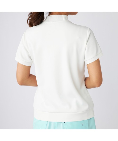 marie claire(マリ・クレール)の「marie claire GOLF/マリクレール ゴルフ ゴルフウェア 接触冷感 UVカット 軽量 ダンボールニット モックネック 半袖 シャツ Tシャツ(Tシャツ/カットソー・レディース・ホワイト/ネイビー・L/M/LL)」の9枚目の写真