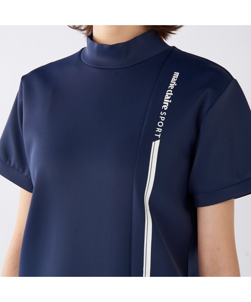 marie claire(マリ・クレール)の「marie claire GOLF/マリクレール ゴルフ ゴルフウェア 接触冷感 UVカット 軽量 ダンボールニット モックネック 半袖 シャツ Tシャツ(Tシャツ/カットソー・レディース・ホワイト/ネイビー・L/M/LL)」の18枚目の写真