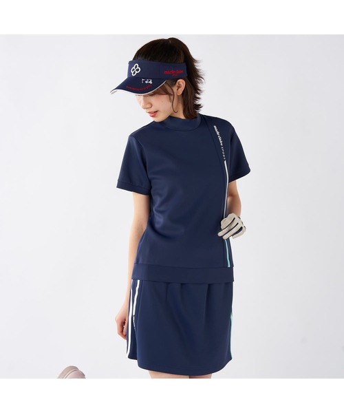 marie claire(マリ・クレール)の「marie claire GOLF/マリクレール ゴルフ ゴルフウェア 接触冷感 UVカット 軽量 ダンボールニット モックネック 半袖 シャツ Tシャツ(Tシャツ/カットソー・レディース・ホワイト/ネイビー・L/M/LL)」の12枚目の写真