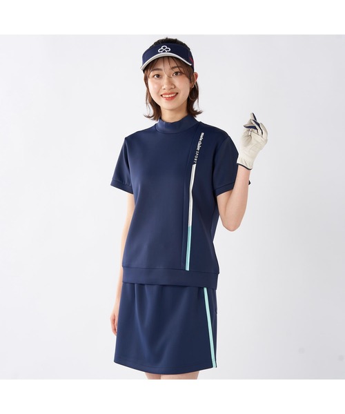 marie claire(マリ・クレール)の「marie claire GOLF/マリクレール ゴルフ ゴルフウェア 接触冷感 UVカット 軽量 ダンボールニット モックネック 半袖 シャツ Tシャツ(Tシャツ/カットソー・レディース・ホワイト/ネイビー・L/M/LL)」の13枚目の写真
