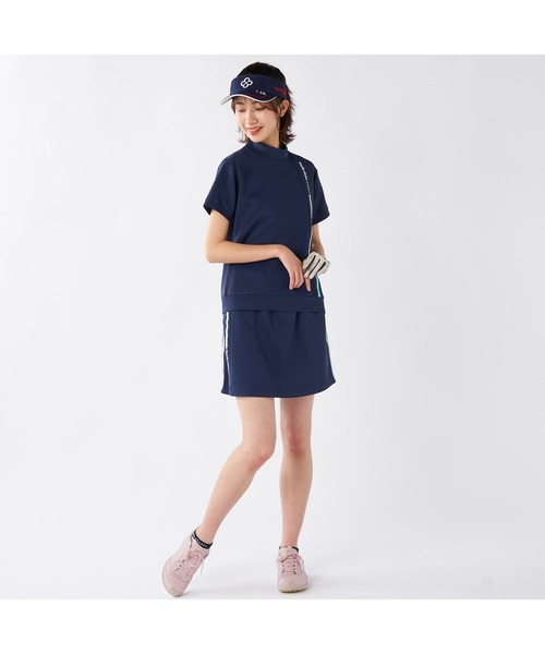 marie claire(マリ・クレール)の「marie claire GOLF/マリクレール ゴルフ ゴルフウェア 接触冷感 UVカット 軽量 ダンボールニット モックネック 半袖 シャツ Tシャツ(Tシャツ/カットソー・レディース・ホワイト/ネイビー・L/M/LL)」の14枚目の写真